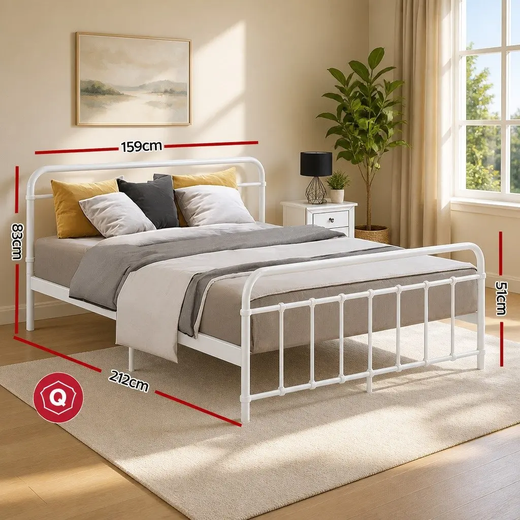 Queen Metal Bed Frame with Storage and Support