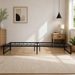 Durable Double Size Metal Bed Frame with Industrial Design