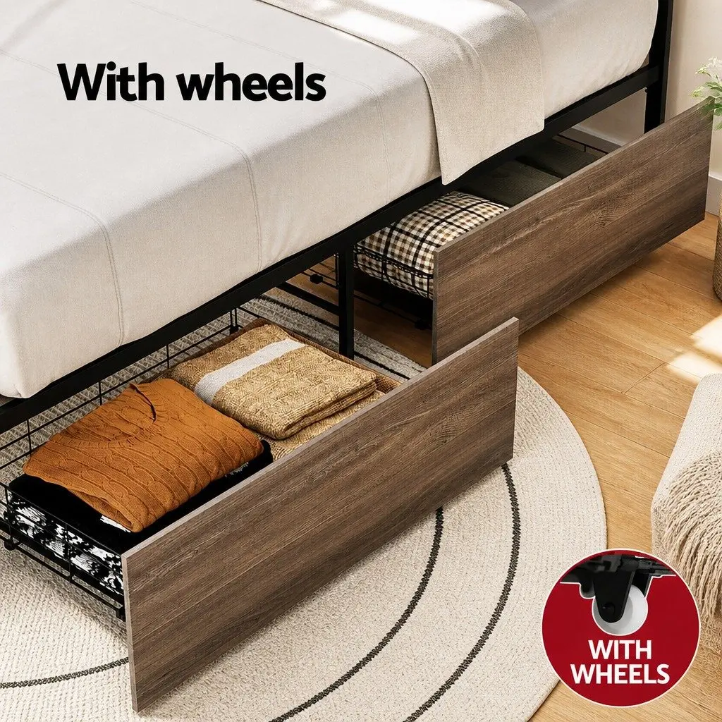 Single Bed Frame with 2 Storage Drawers