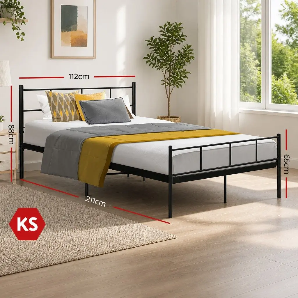 Metal Bed Frame King Single with Steel Slat Base