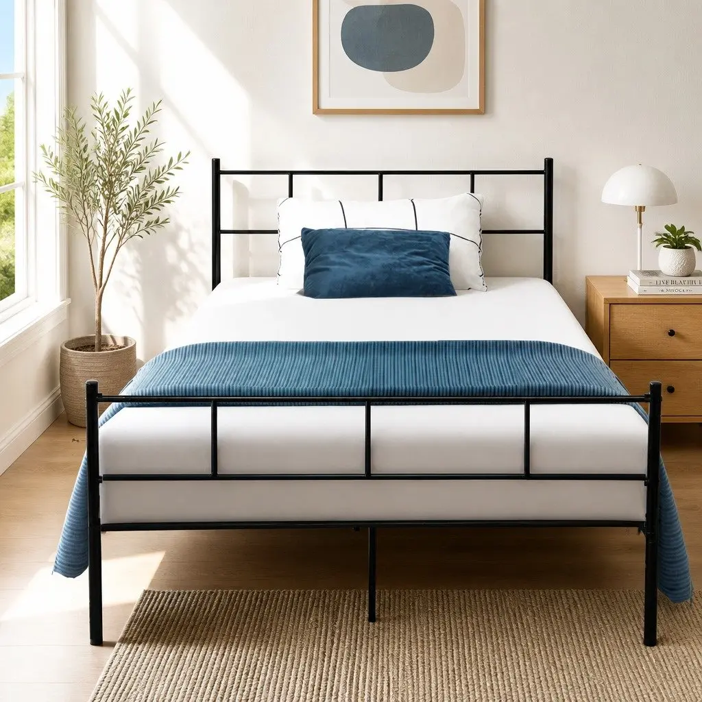 Metal Bed Frame King Single with Steel Slat Base