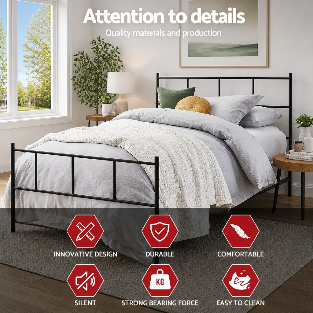 Metal Bed Frame King Single with Steel Slat Base