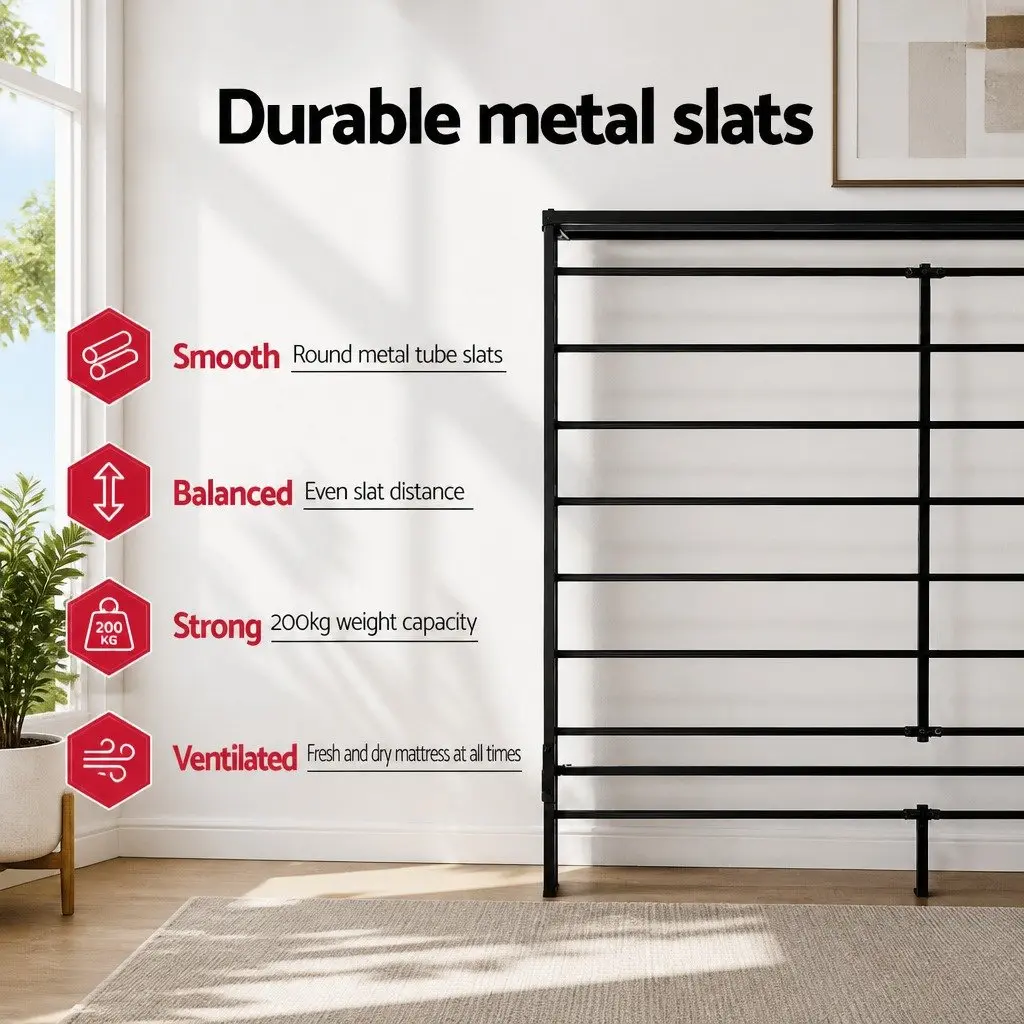 Metal Bed Frame King Single with Steel Slat Base