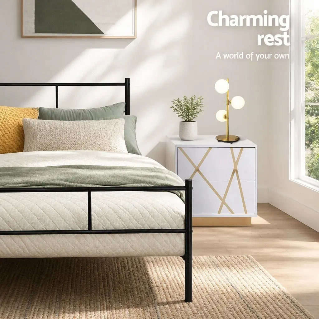 Metal Bed Frame King Single with Steel Slat Base