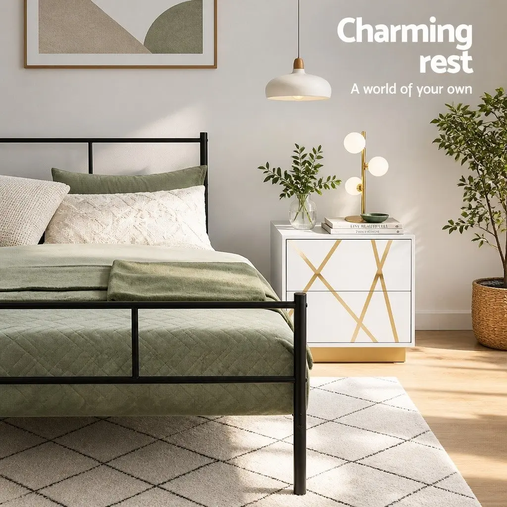 Metal Bed Frame King Single with Steel Slat Base