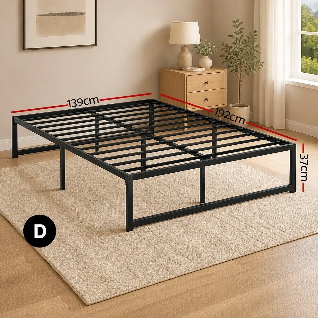 Black Double Metal Bed Frame with Storage