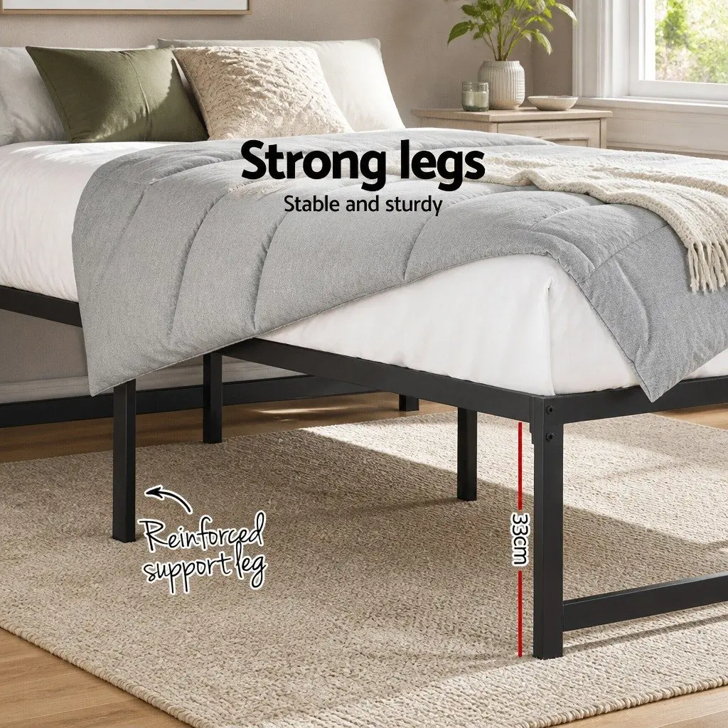 Black Double Metal Bed Frame with Storage