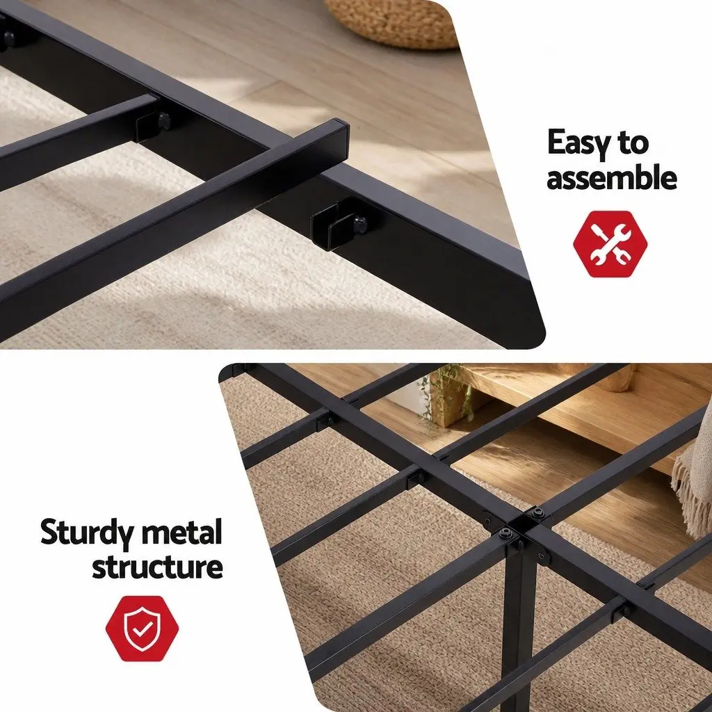 Queen Bed Frame with Charging Station & Storage