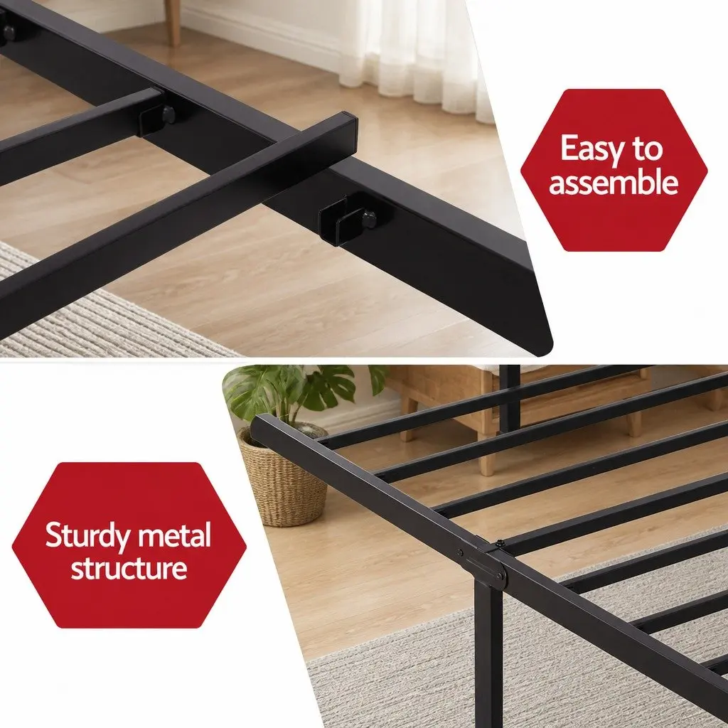 Single Bed Frame with Charging Station and Storage
