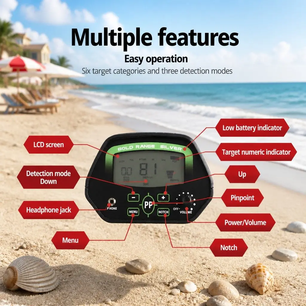 Metal Detector Pinpointer Kit Waterproof LCD Black