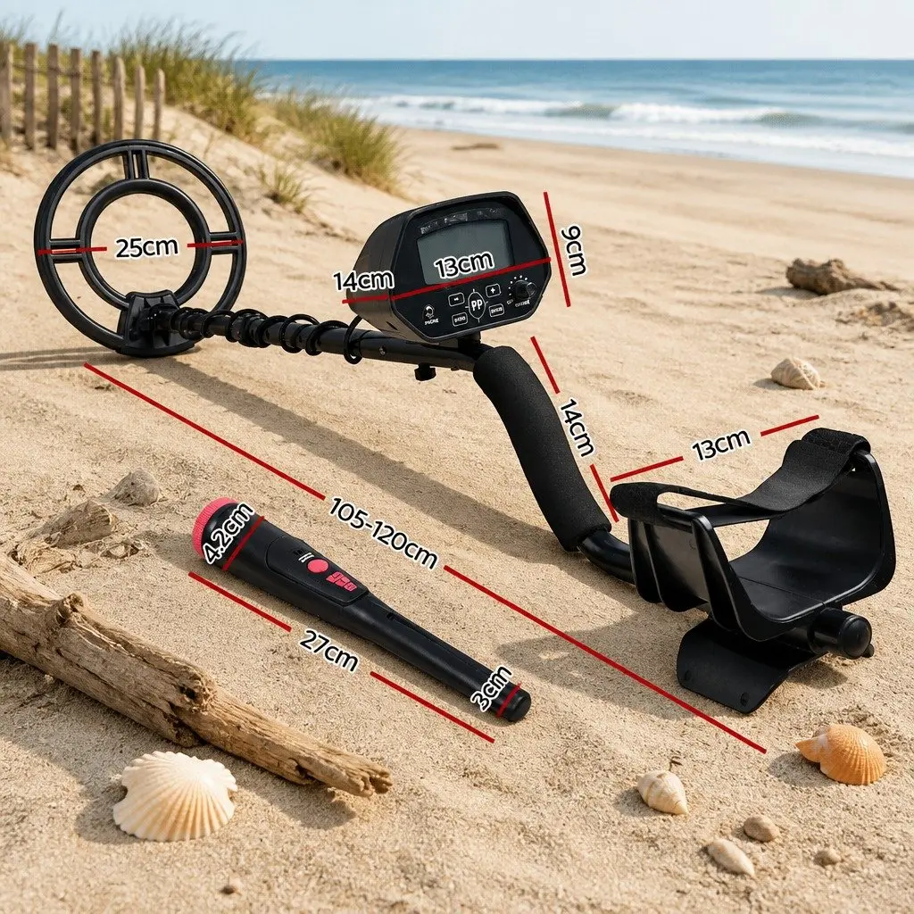 Metal Detector Waterproof 220MM LCD Pinpointer Black