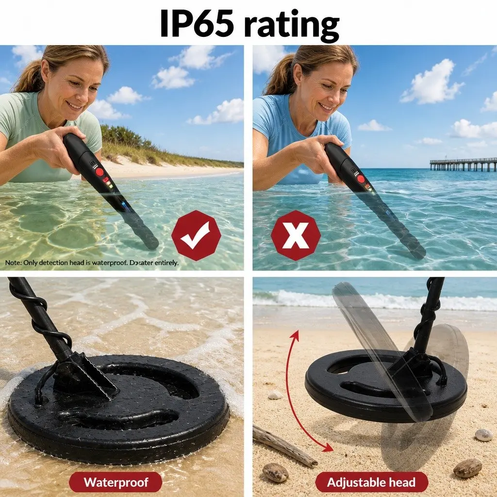 Metal Detector Waterproof 220MM LCD Pinpointer Black