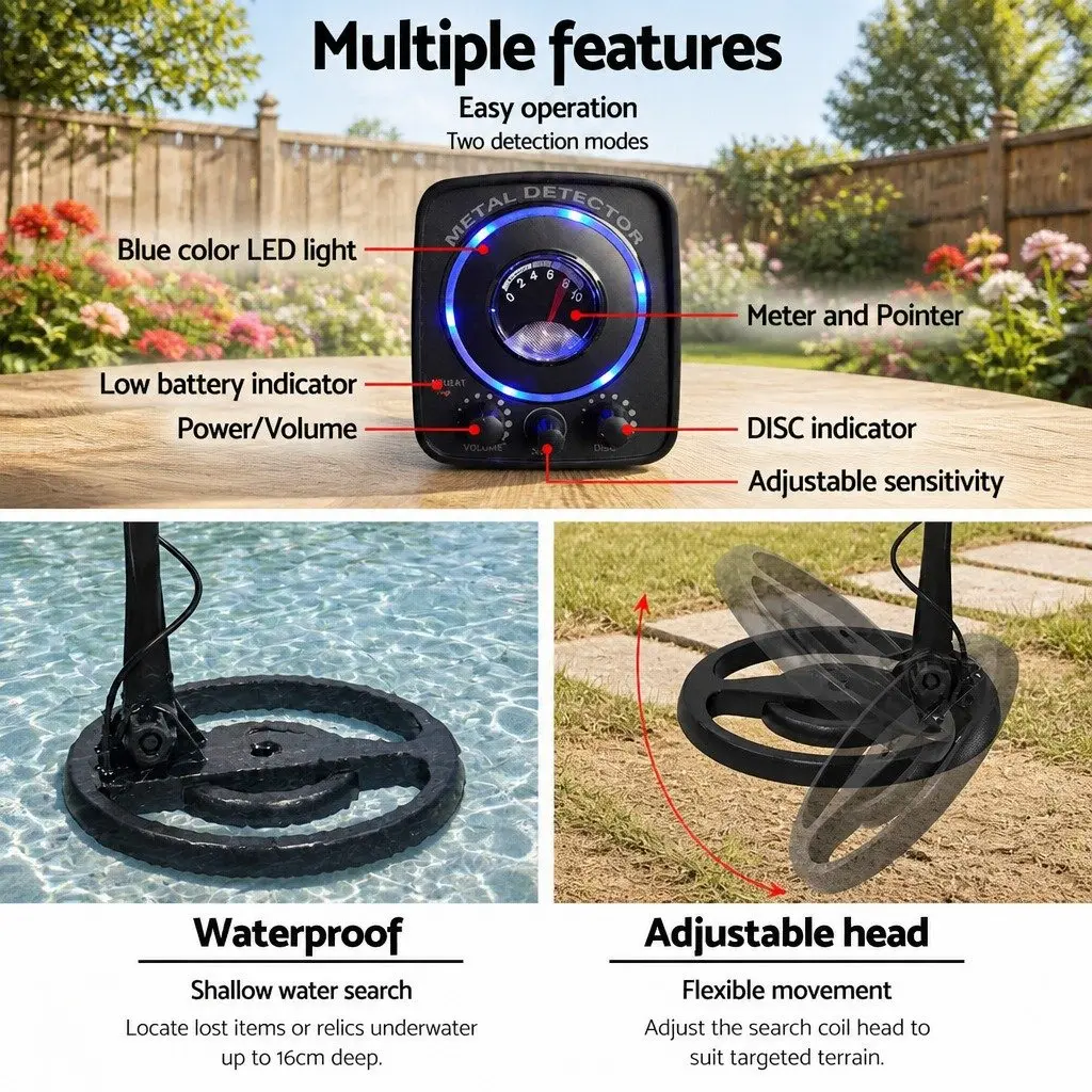 Metal Detector Waterproof Search Coil Adjustable Black