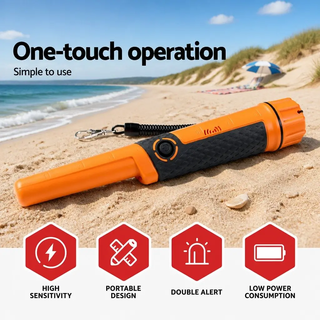 Metal Detector Waterproof Handheld 40MM Black and Orange