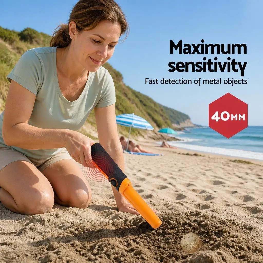 Metal Detector Waterproof Handheld 40MM Black and Orange