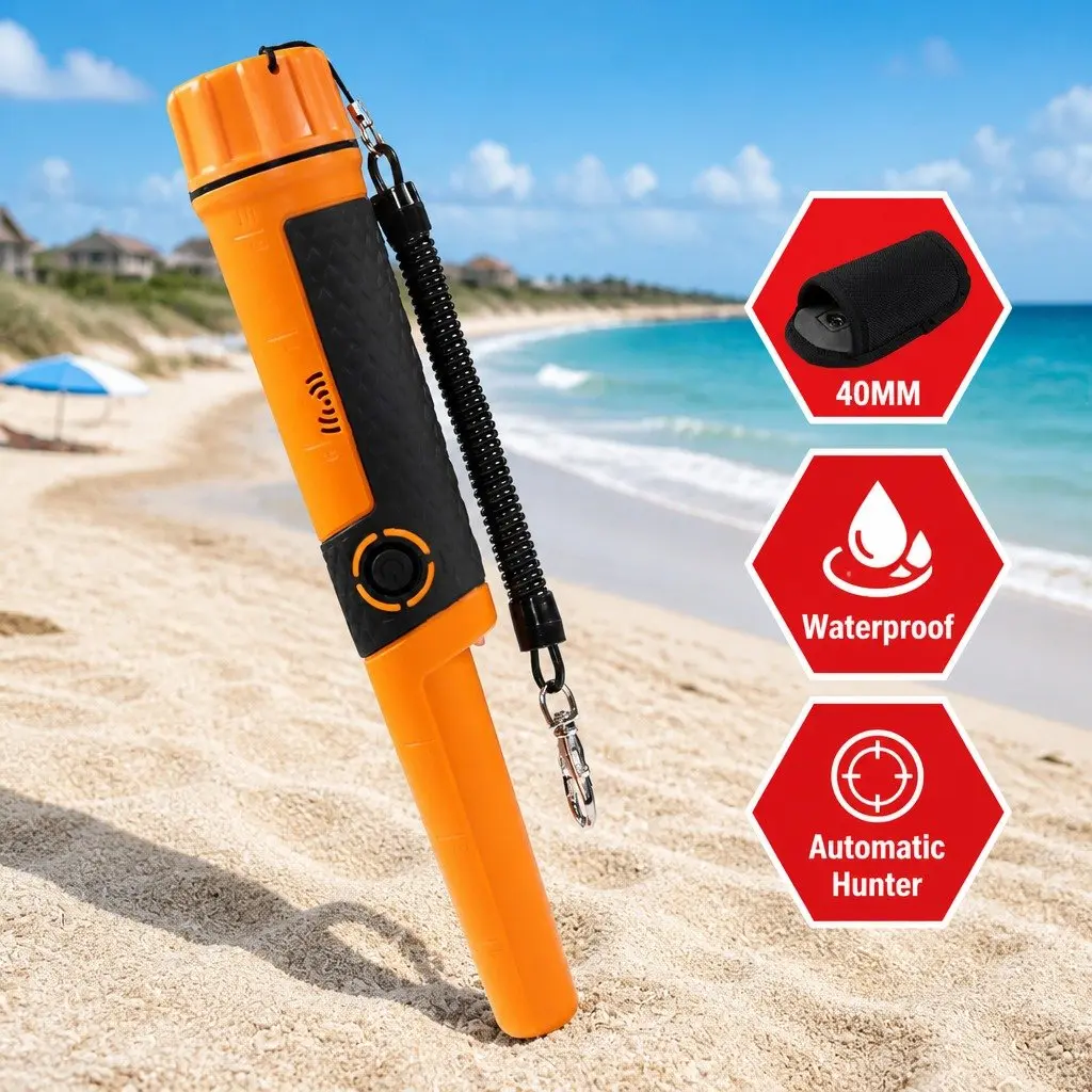 Metal Detector Waterproof Handheld 40MM Black and Orange