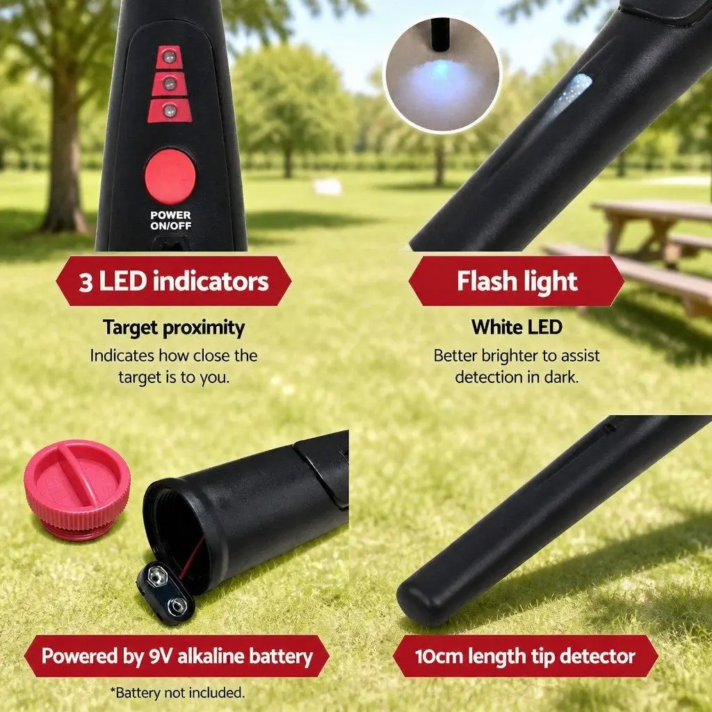 Handheld Metal Detector Waterproof 40MM Sensitive Black