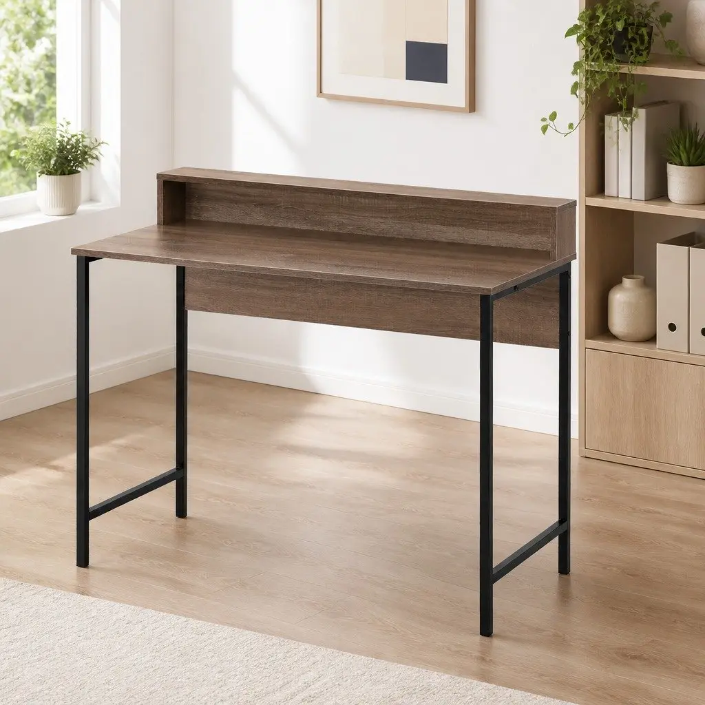 Computer Desk with Oak Top and Shelf for Storage