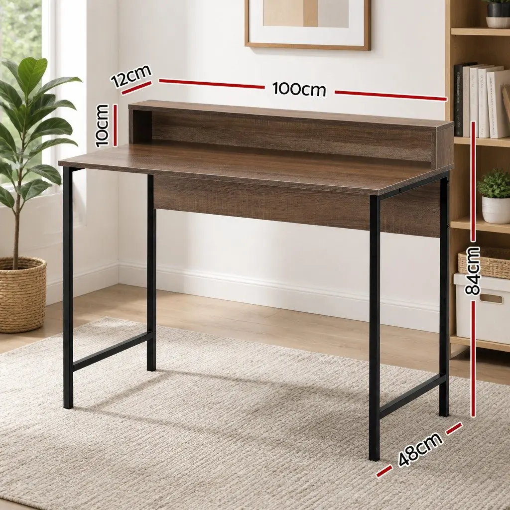 Computer Desk with Oak Top and Shelf for Storage