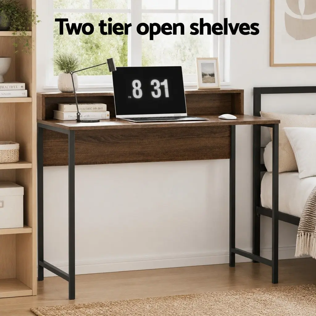 Computer Desk with Oak Top and Shelf for Storage