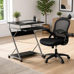 Sturdy Computer Desk Office Chair Set with Keyboard Tray