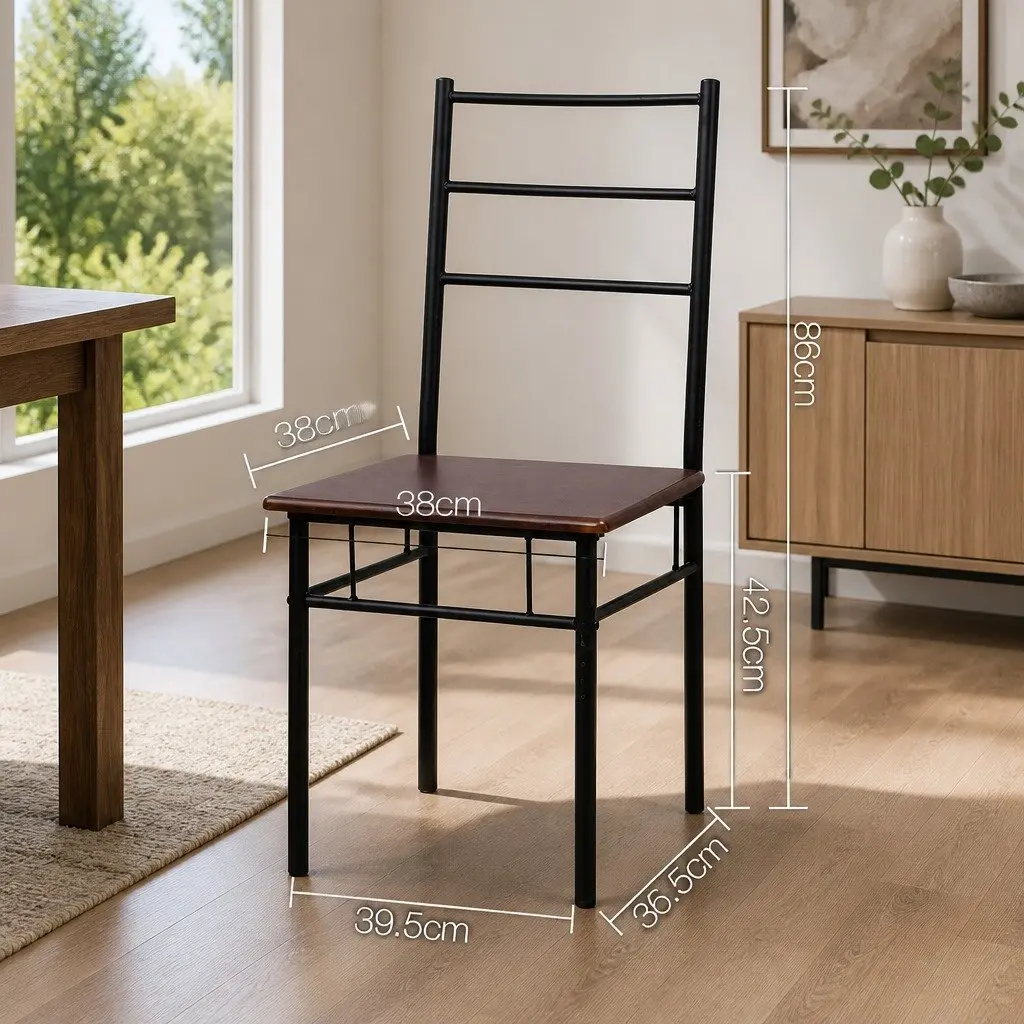 Walnut and Black Industrial Dining Set for 3