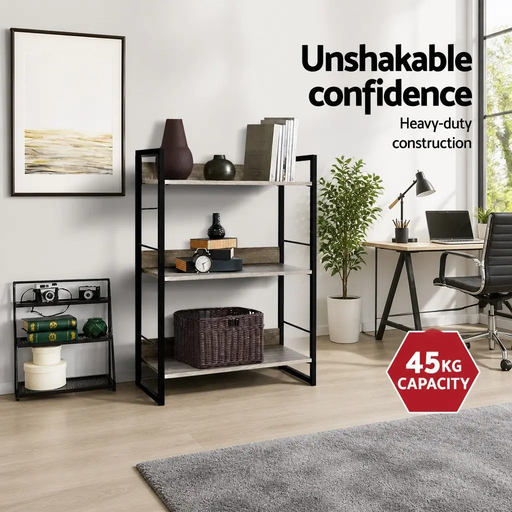 3-Tier Display Bookshelf in Black Oak
