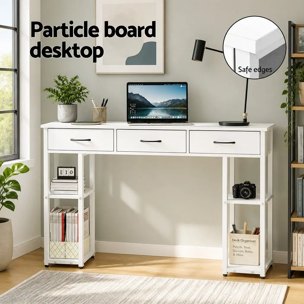 Computer Desk with Drawers and Shelves 120cm