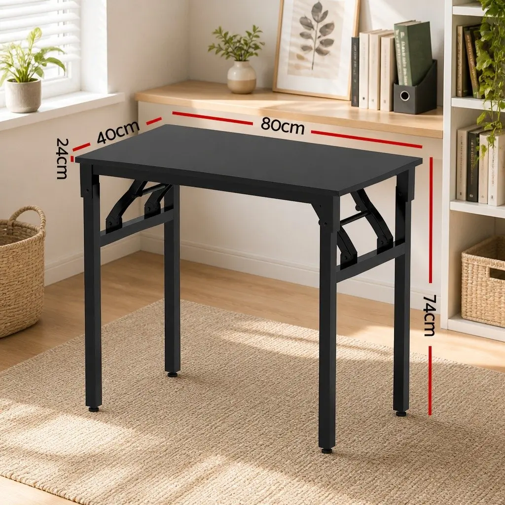 Foldable Computer Desk 80cm Black Corner Workstation