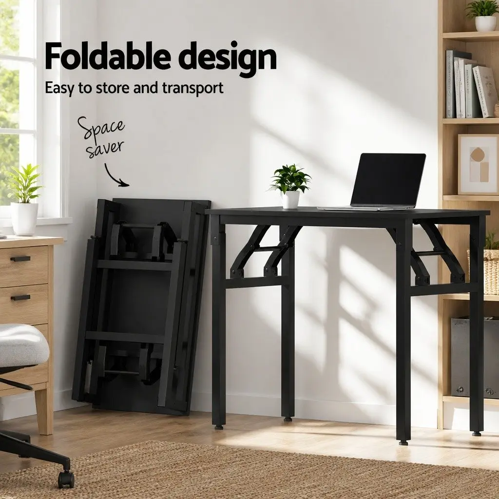 Foldable Computer Desk 80cm Black Corner Workstation