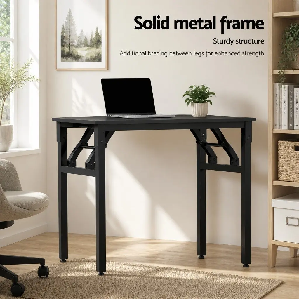 Foldable Computer Desk 80cm Black Corner Workstation