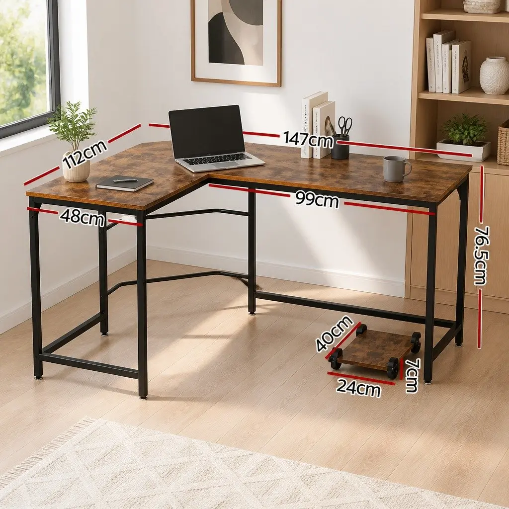 L-Shape Computer Desk for Corner Offices 147cm