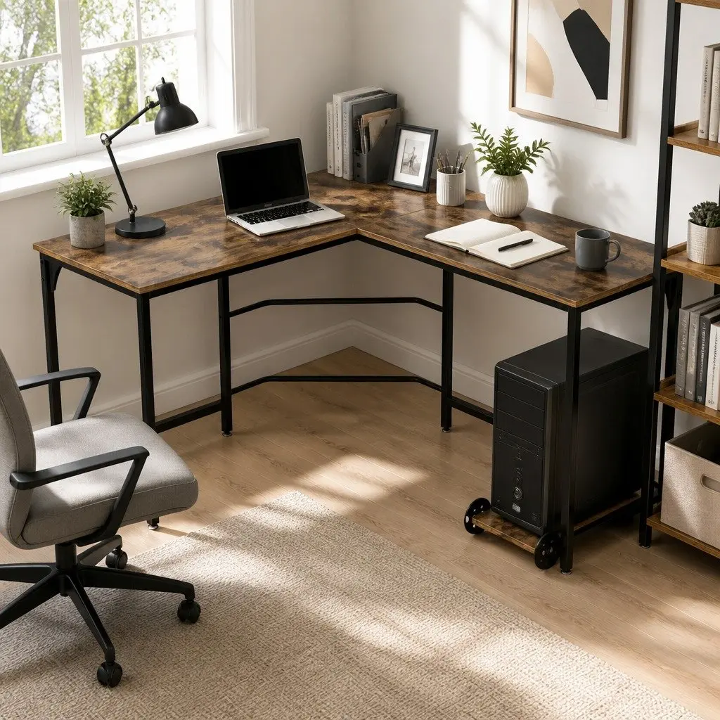 L-Shape Computer Desk for Corner Offices 147cm