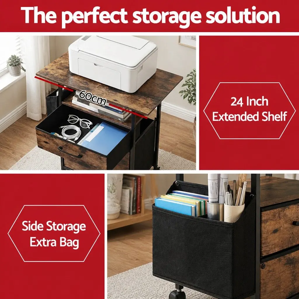 Filing Cabinet Particle Board 60cm Rustic Brown