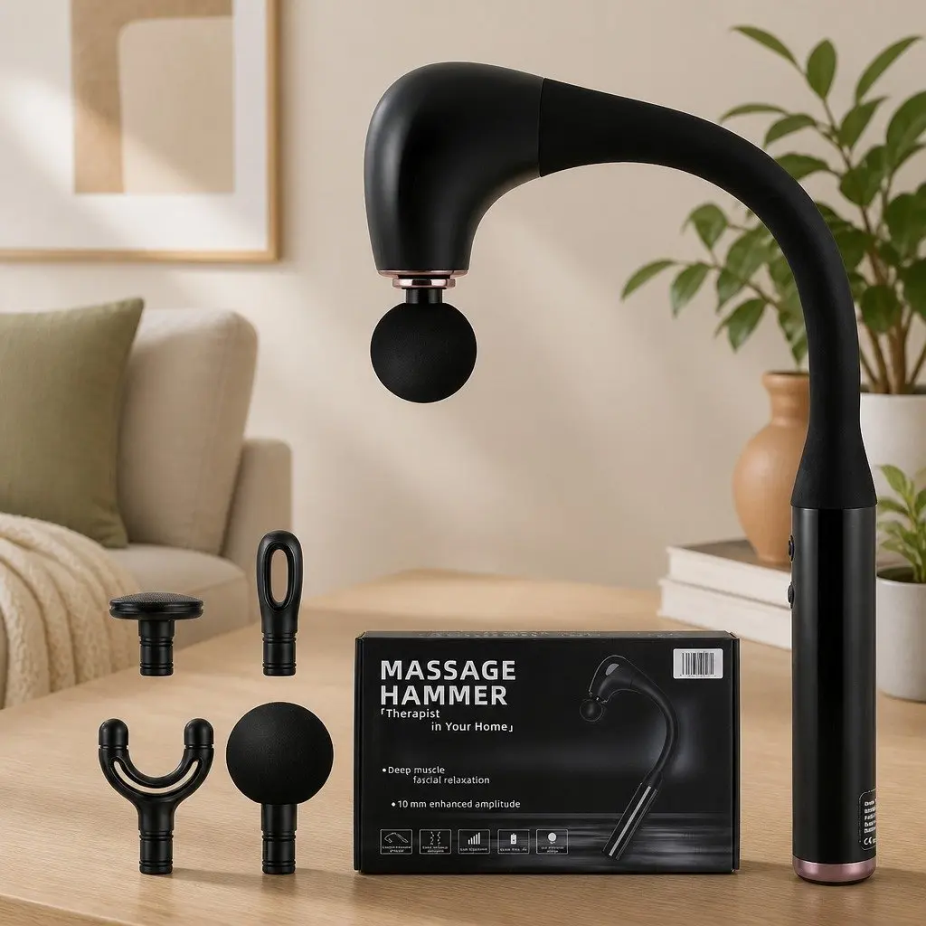 U-shaped Massage Gun with Extended Handle and 4 Heads