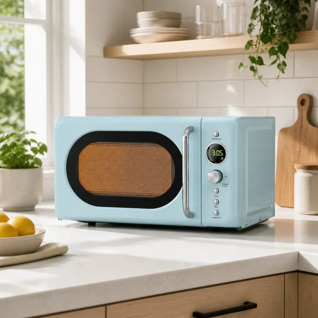 Blue 20L Microwave Oven with Digital Control and 8 Menus