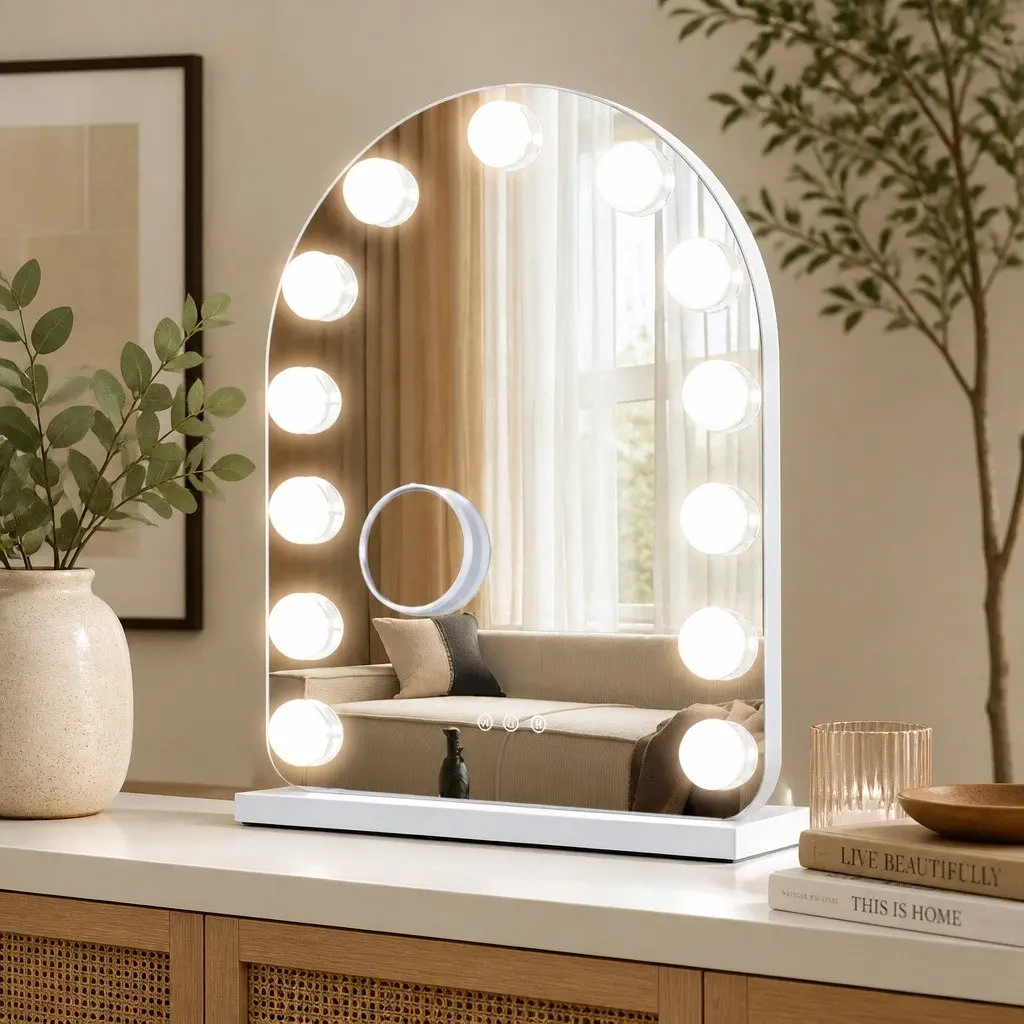 Hollywood Arched LED Makeup Mirror with Touch Control