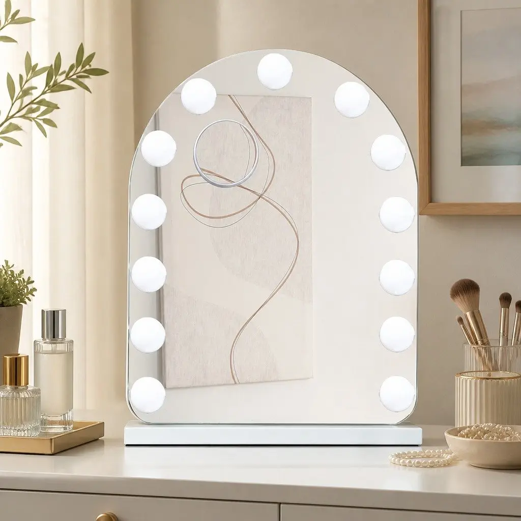Hollywood Arched LED Makeup Mirror with Touch Control