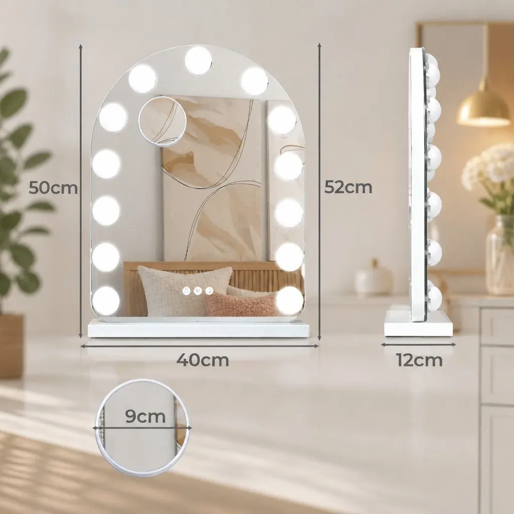 Hollywood Arched LED Makeup Mirror with Touch Control