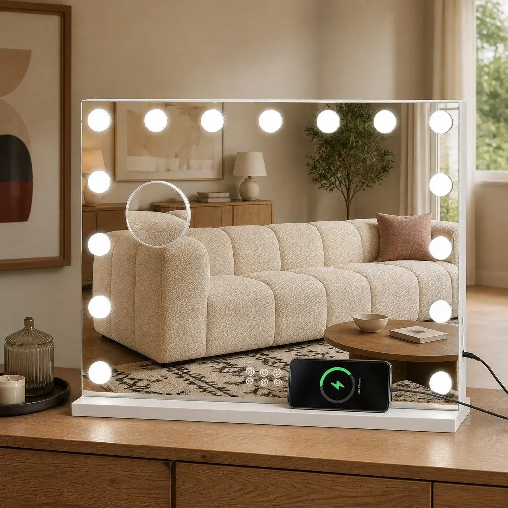 LED Vanity Mirror 45x58cm with 10x Magnifier