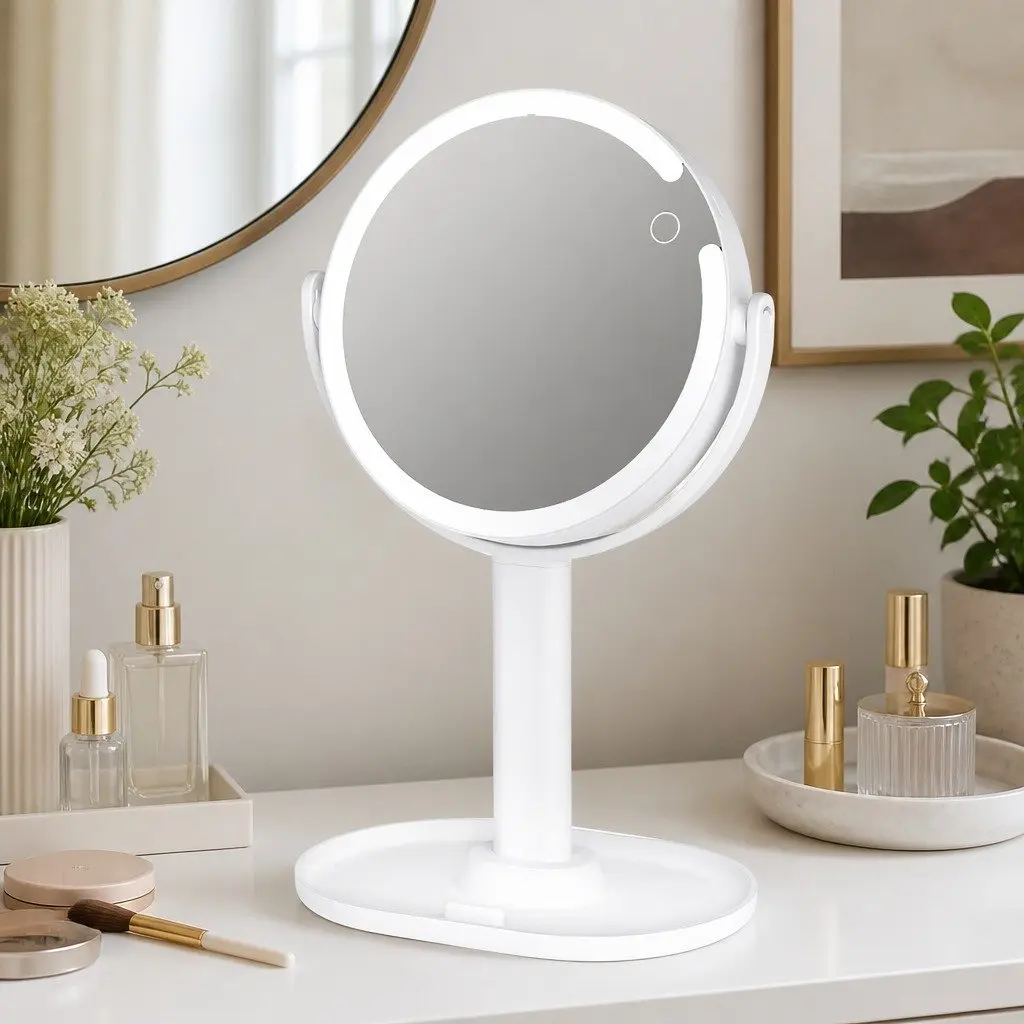 Double-Sided LED Makeup Mirror with 10x Magnification