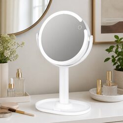 LED Makeup Mirror 10x Magnifying Double-Sided Round with Light USB Rechargeable