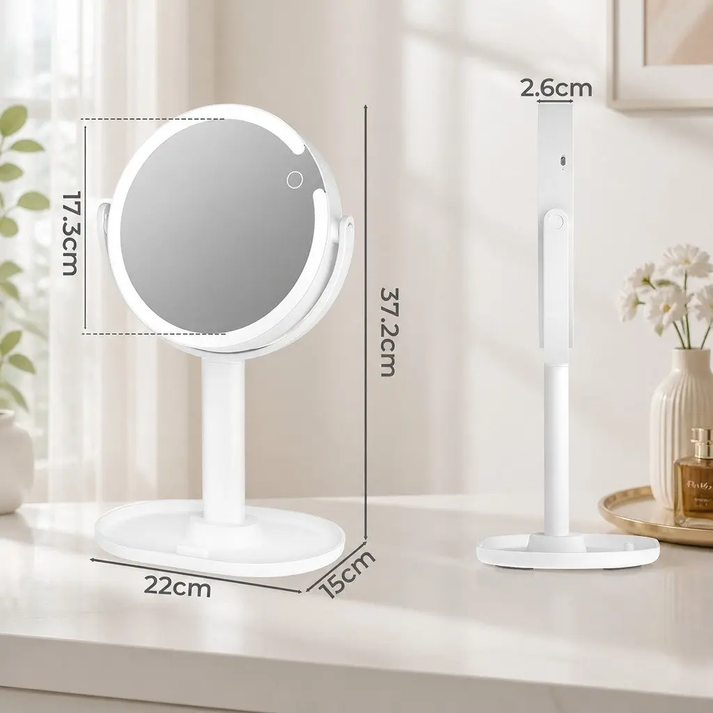 Double-Sided LED Makeup Mirror with 10x Magnification
