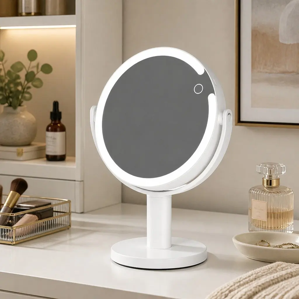 Double-Sided LED Makeup Mirror with 10x Magnification