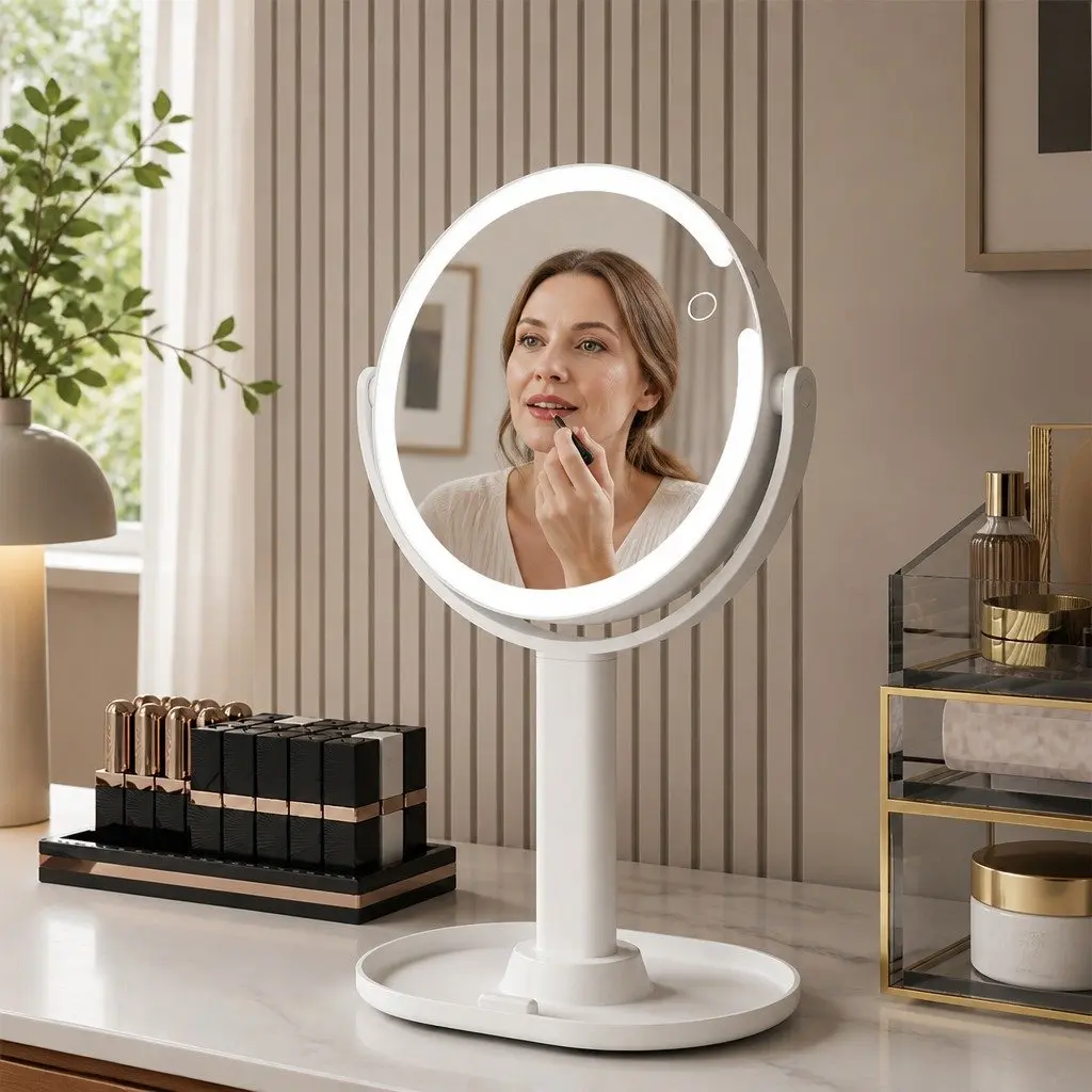 Double-Sided LED Makeup Mirror with 10x Magnification