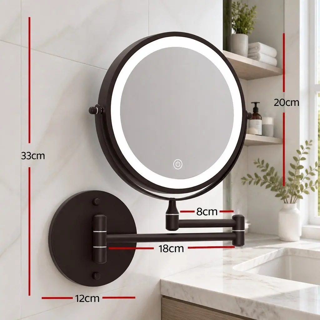 Brown LED Makeup Mirror with 10X Magnification