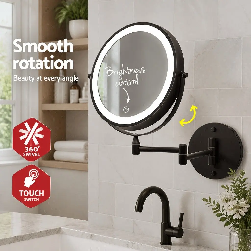 Brown LED Makeup Mirror with 10X Magnification