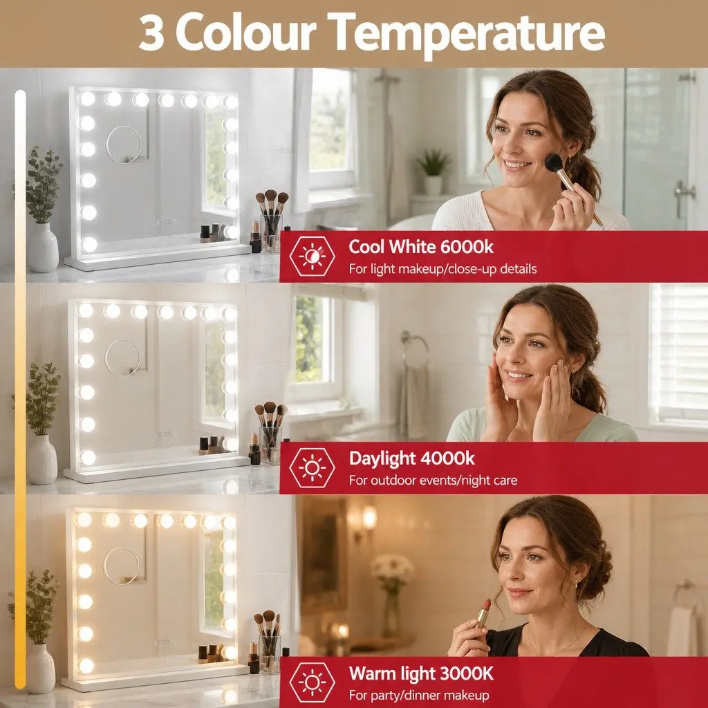 Hollywood Vanity Makeup Mirror 58x45cm with Adjustable LED