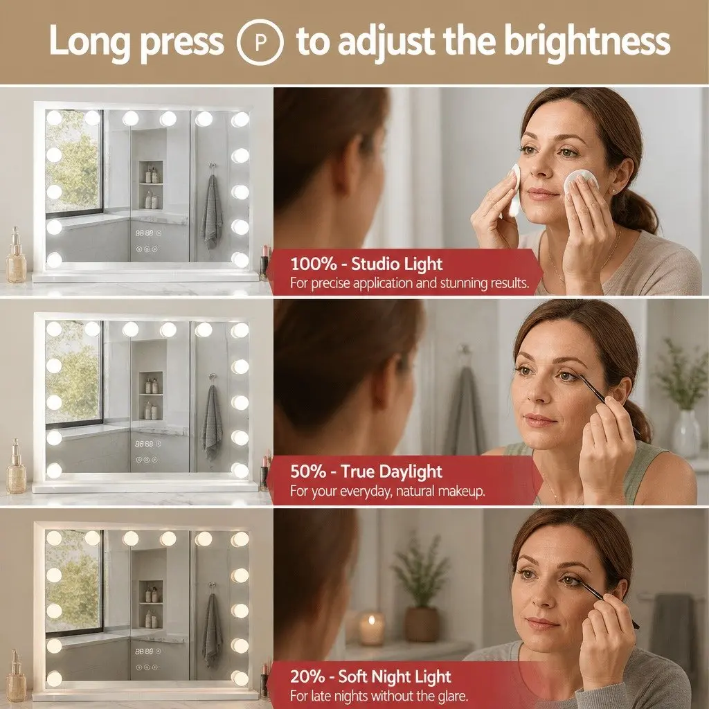 Hollywood Vanity Makeup Mirror 58x45cm with Adjustable LED
