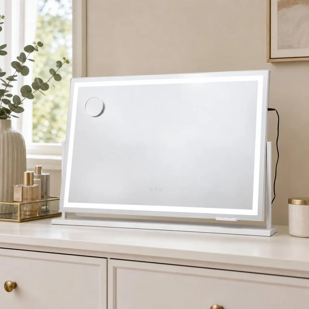 90x60cm Rotatable LED Makeup Mirror with Phone Mount